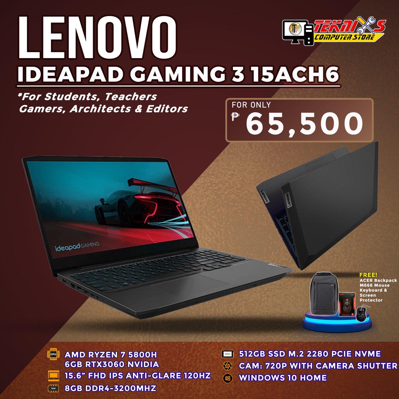 Lenovo IdeaPad Gaming 3-15ACH6 Type 82K2 15.6 40-pin FHD LED LCD